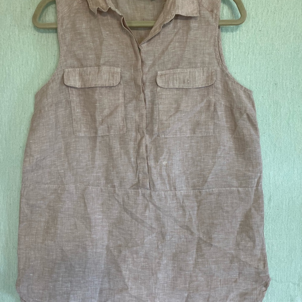 JNY Sleeveless 100% Linen Top